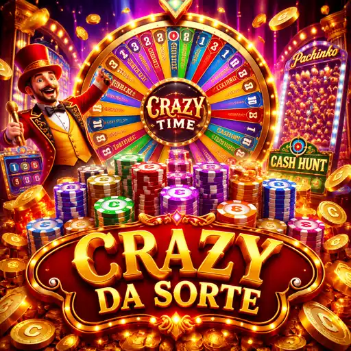 Mesa ao vivo Crazy Time com roda colorida e apresentador em estúdio