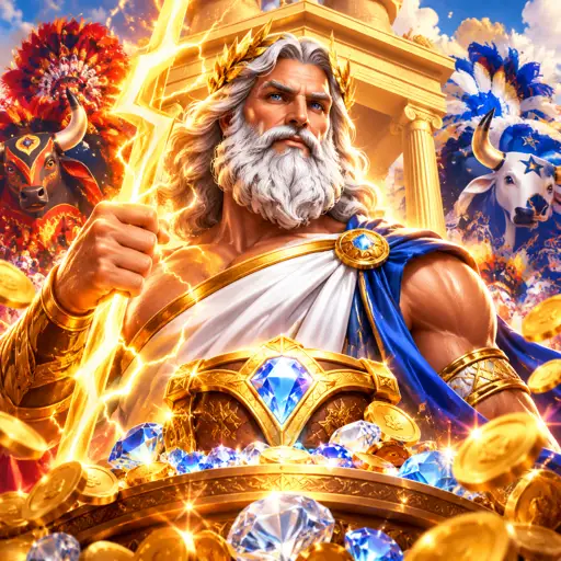 Gates of Olympus com Zeus lançando relâmpagos sobre os símbolos